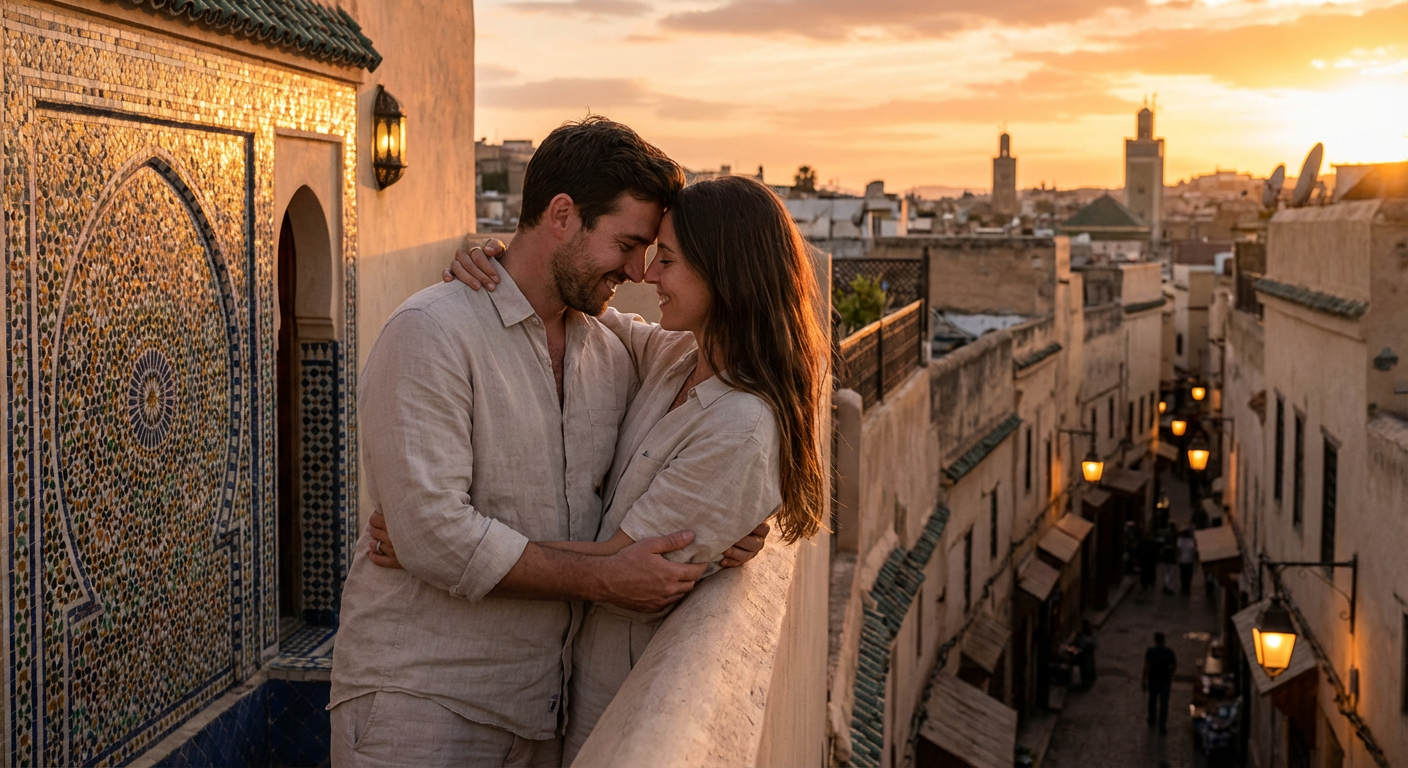 hug couple in morocco
